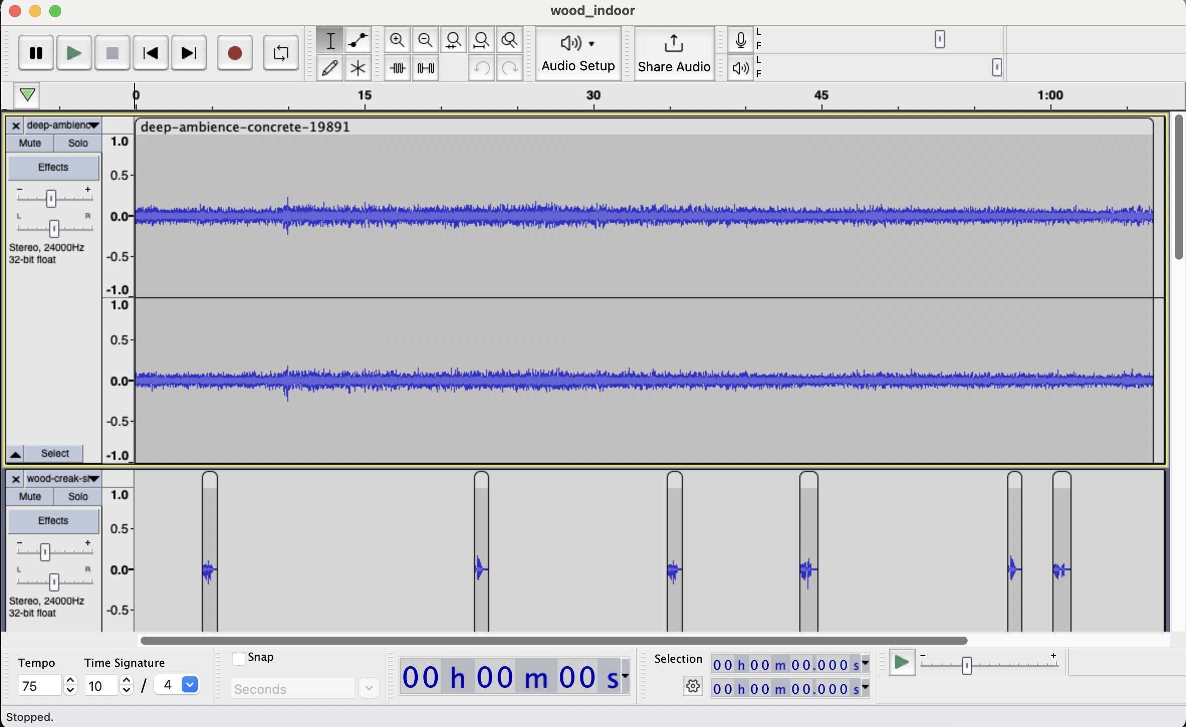 Blending a bunch of sound effects together in Audacity