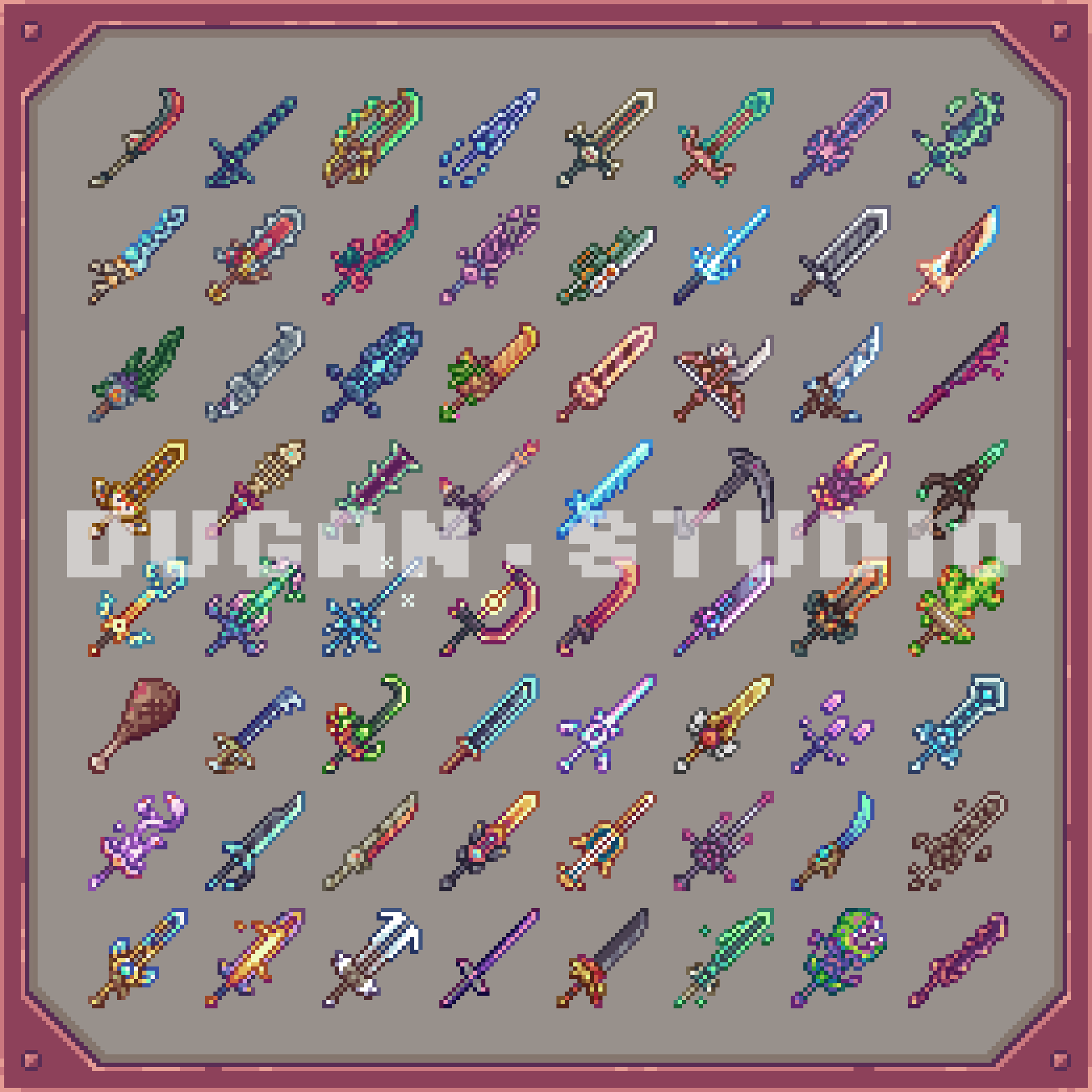 64  Fantasy Pixel Sword Collection 24x24 Pack II