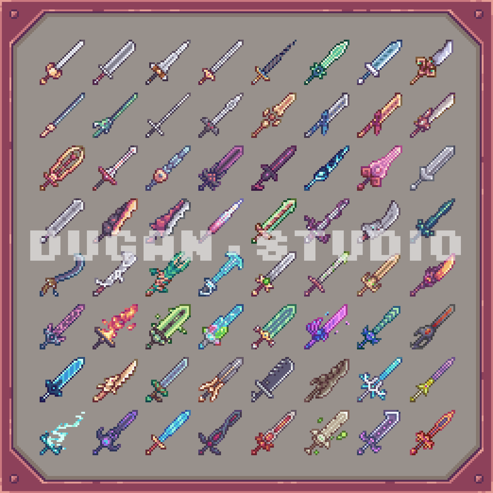 64  Fantasy Pixel Sword Collection 24x24 Pack I