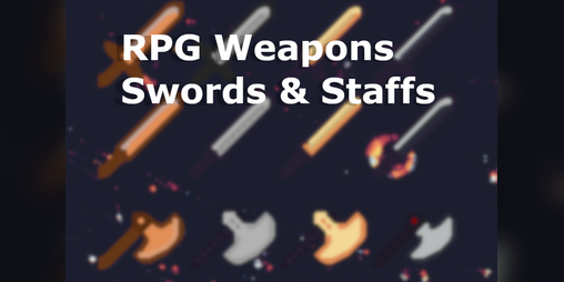 Cover image for 16x16 RPG Pixel Weapons - Swords & Staffs