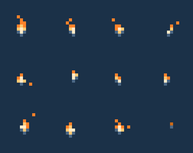 Pixel art candle flames