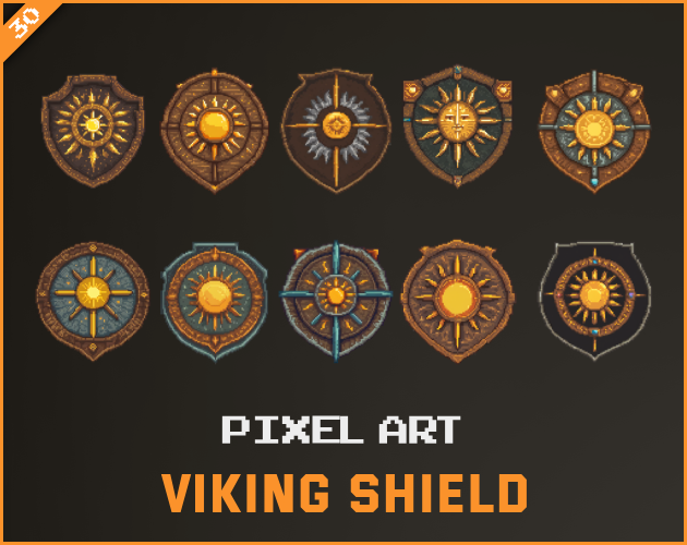 Pixel Art Svalinn Viking Shield [PACK 1] - Shield Pack #1 [Pixel Art ...