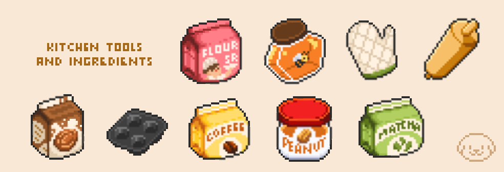 Pixel Kitchen Tools and Ingredients 32x32 Icons!