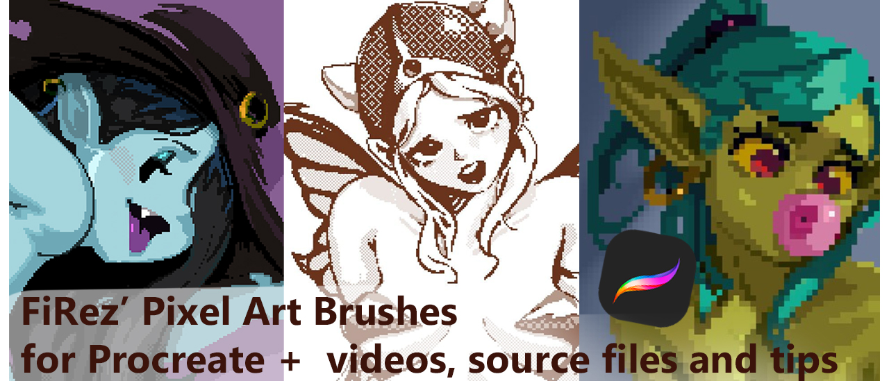FiRez' Pixel art brushes, videos, source files & tips for Procreate