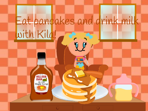 Eat pancakes and drink milk with Kila!