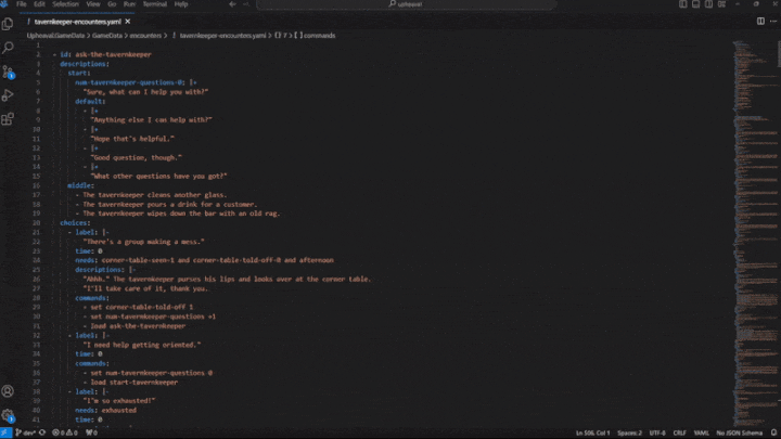 Gif of VS Code scrolling down through a 500 line yaml file.