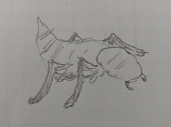 Looks like an ant drawn by someone who never saw one before...