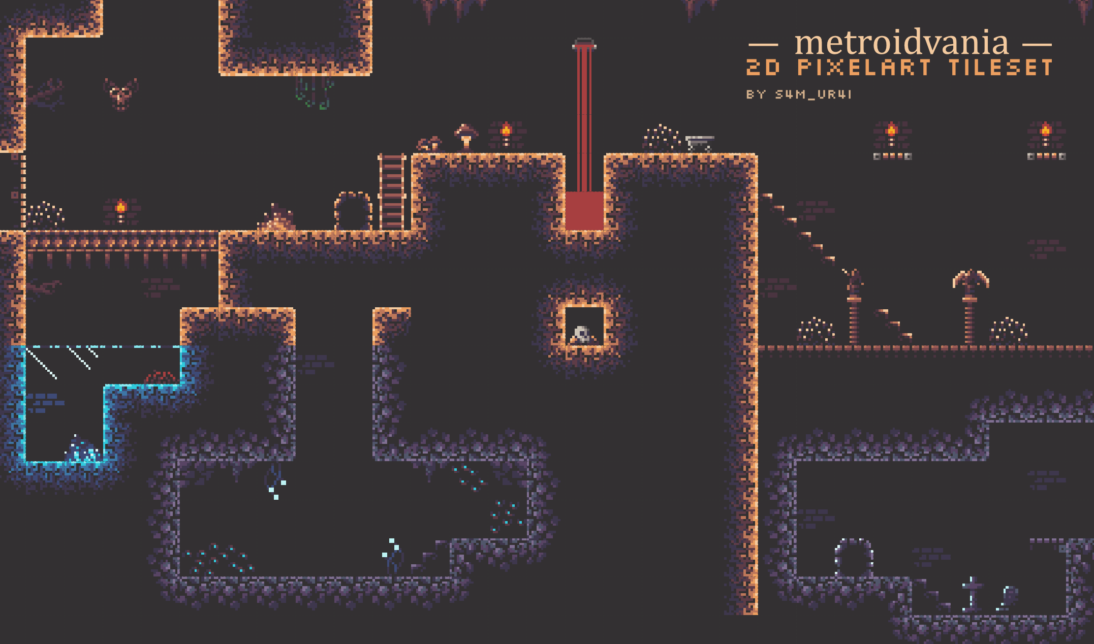 Huge Dark Metroidvania Assetpack Release Date - 2D Metroidvania Tileset ...