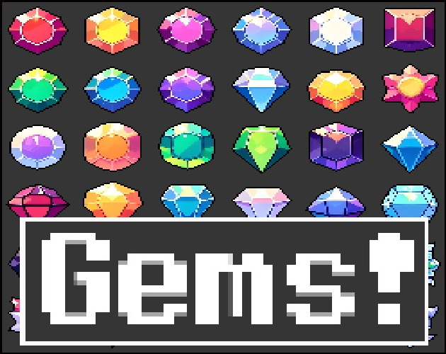 Pixel art Sprites! - GEMS! #1 - Items/Objets/Icons/Tilsets