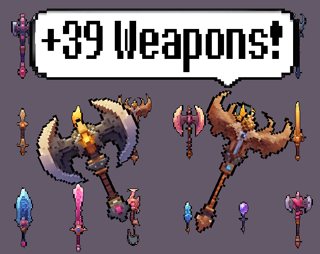Pixel art Sprites! - Weapons! #1 - Items/Objets/Icons/Tilsets