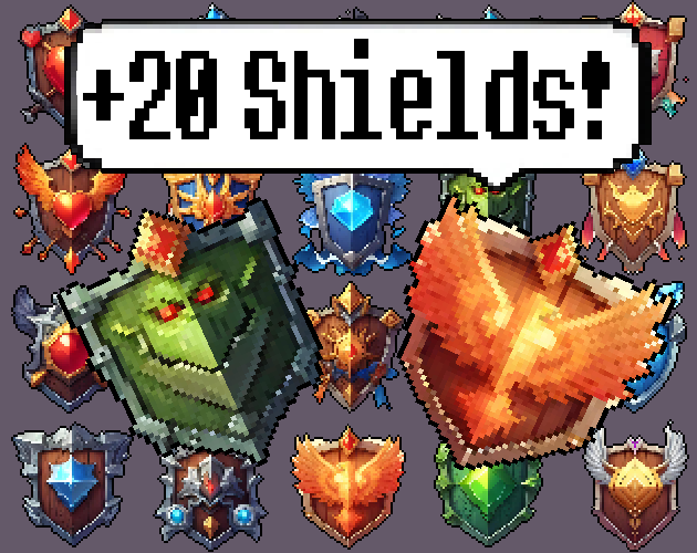 Pixel art Sprites! - Shields! #1 - Items/Objets/Icons/Tilsets