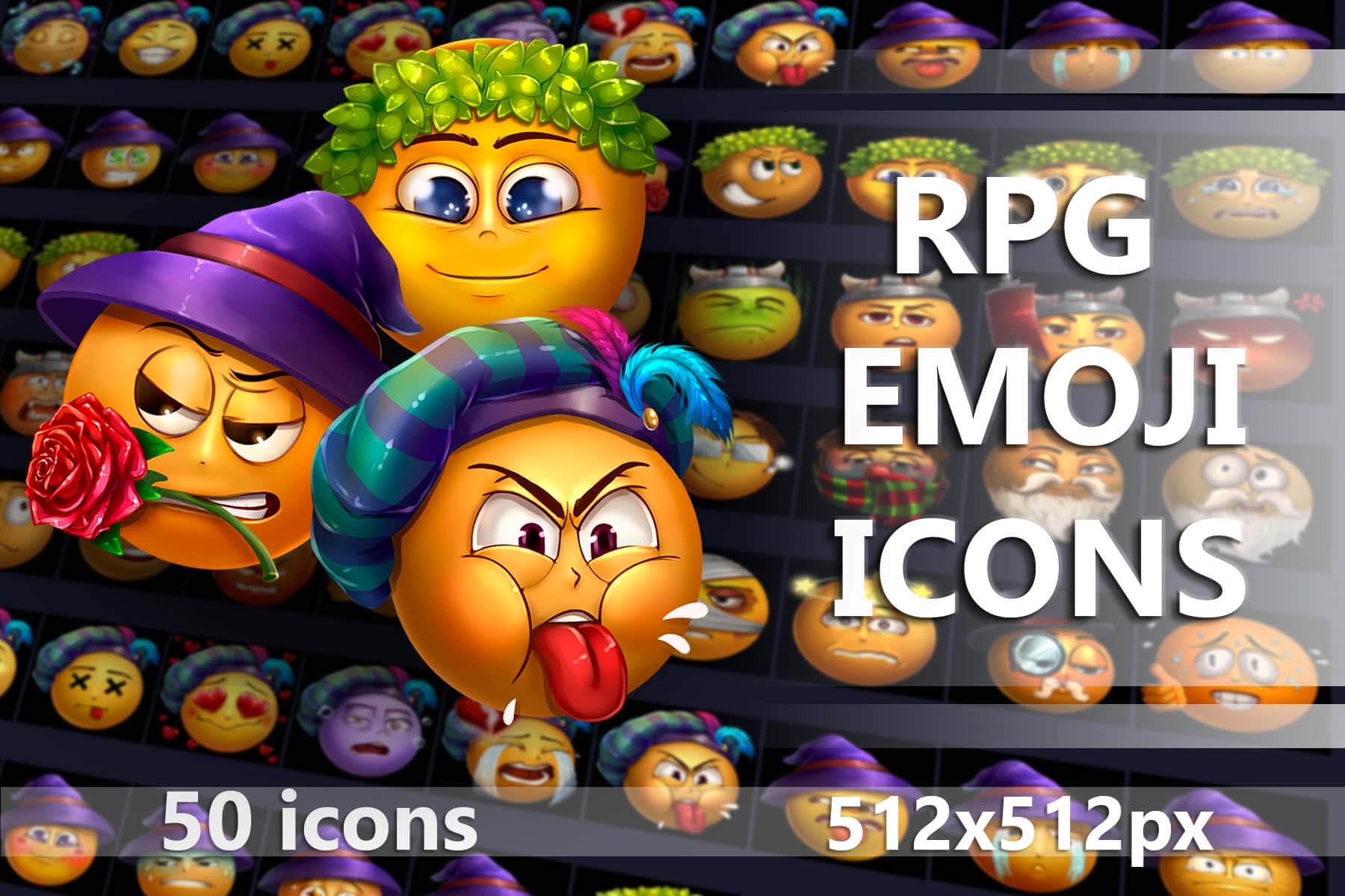 Free Emoji Icons for RPG Games by Free Game Assets (GUI, Sprite, Tilesets)