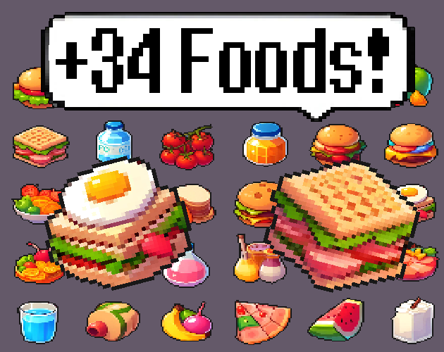 Pixel art Sprites! - Foods! #1 - Items/Objets/Icons/Tilsets