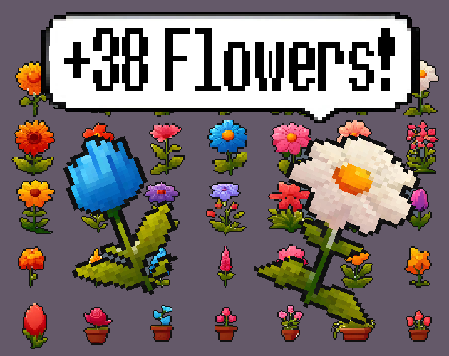 Pixel art Sprites! - Flowers! #1 - Items/Objets/Icons/Tilsets