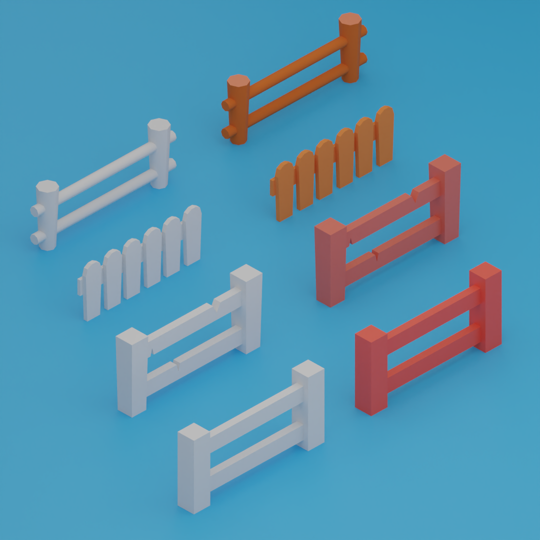 Cute Fences Low Poly