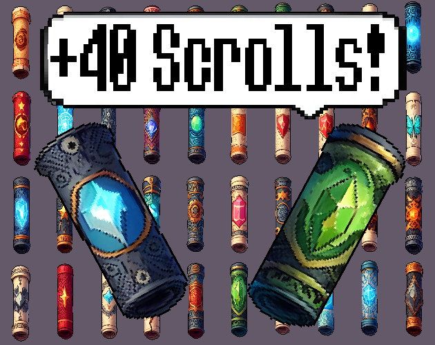 Pixel art Sprites! - Scrolls! #2 - Items/Objets/Icons/Tilsets