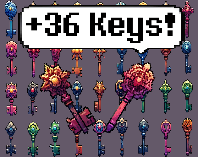 Pixel art Sprites! - Keys! #1 - Items/Objets/Icons/Tilsets