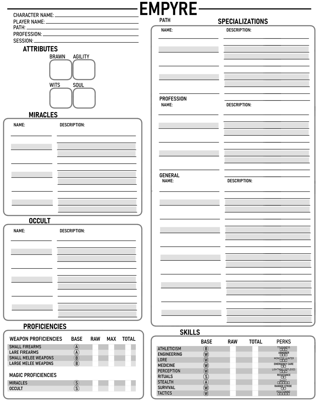 The new character sheet