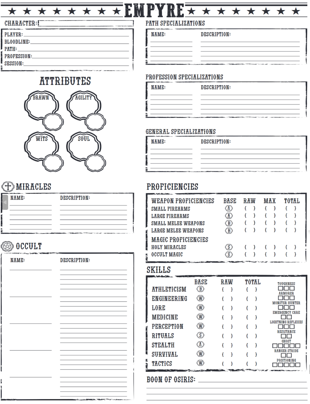 The old character sheet with minor touch ups