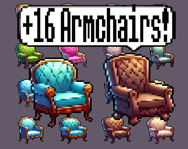 Pixel art Sprites! - Armchairs! #1 - Items/Objets/Icons/Tilsets