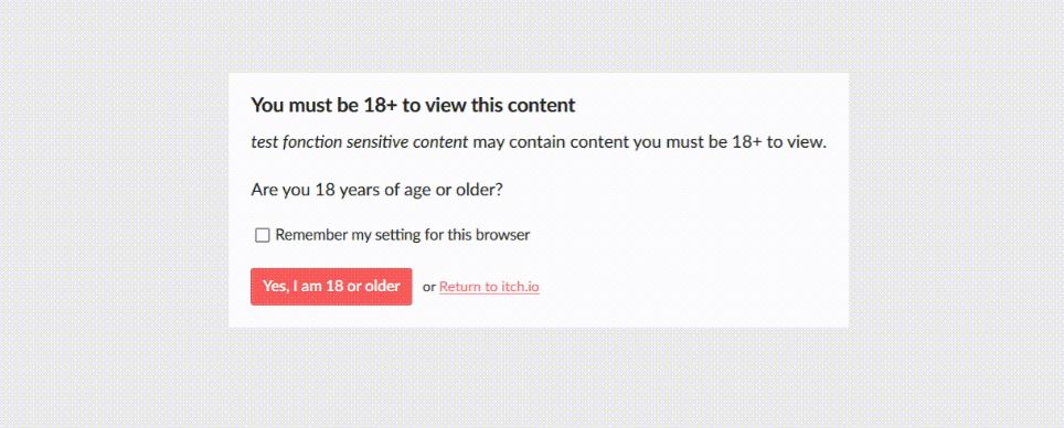 Reinforced adult content pop-up box, hiding your page under a message asking the person 'Are you 18 years of age or older?'