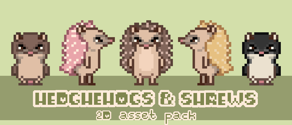 Hedgehogs & Shrews - Animated Pixel Characters