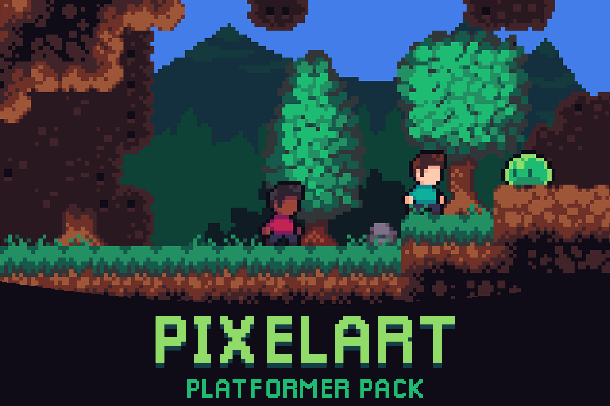 Platformer Tileset - Pixelart Grasslands