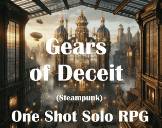 Gears of Deceit - Free One Shot Solo RPG Scenario   - In the steampunk metropolis of Cogwheel City, a mysterious theft threatens to escalate into a devastating conflict. 