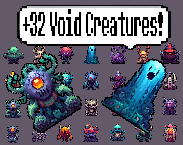 Pixel art Sprites! - Void Creatures! #1 - Items/Objets/Icons/Tilsets