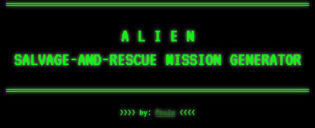 Alien RPG Salvage Mission Generator