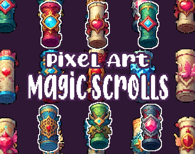 21+ Magic Scrolls - Pixelart - Icons -  for Pixel Art Games & Pixel Art Projects.