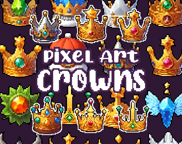 24+ Crowns - Pixelart - Icons -  for Pixel Art Games & Pixel Art Projects.