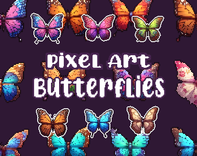 25+ Butterflies - Pixelart - Icons -  for Pixel Art Games & Pixel Art Projects.