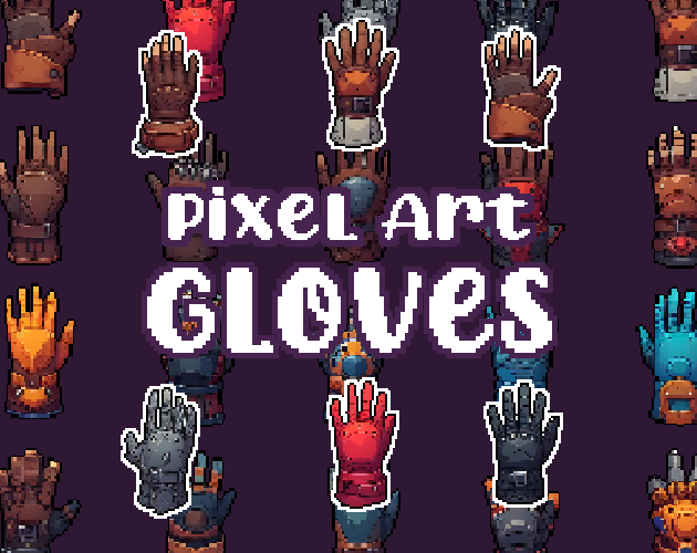 28+ Gloves - Pixelart - IconS -  for Pixel Art Games & Pixel Art Projects.