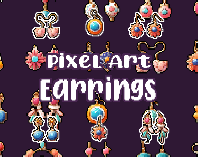 36+ Earrings - Pixelart - Icons -  for Pixel Art Games & Pixel Art Projects.
