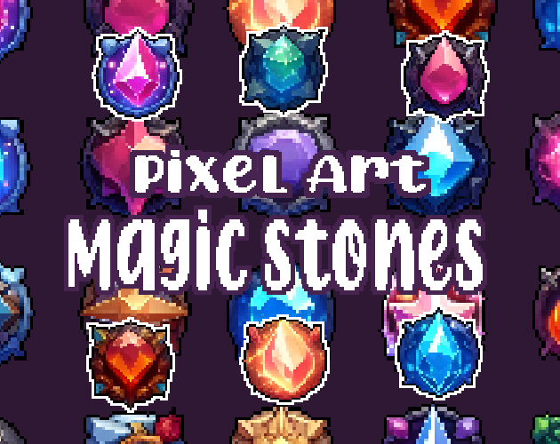36+ Magic Stones - Pixelart - Icons -  for Pixel Art Games & Pixel Art Projects.