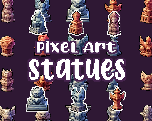 42+ Statues - Pixelart - Icons -  for Pixel Art Games & Pixel Art Projects.
