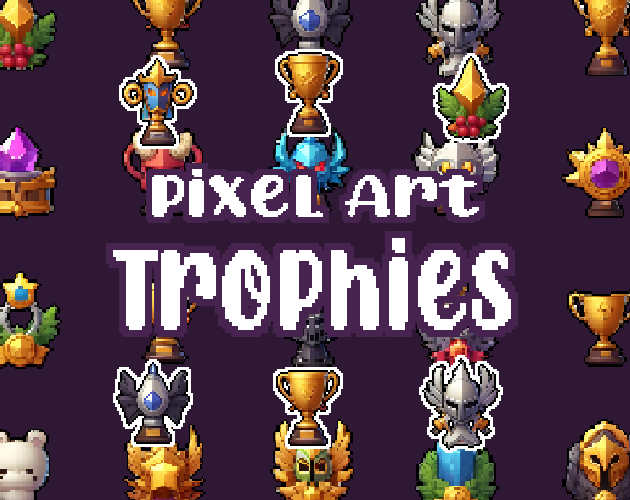 42+ Trophies - Pixelart - Icons -  for Pixel Art Games & Pixel Art Projects.