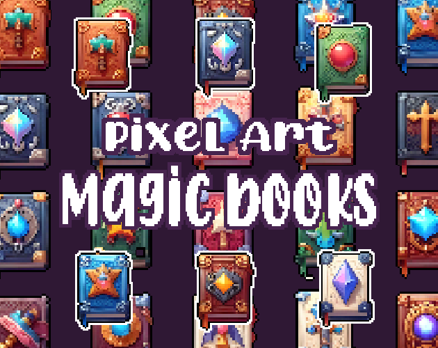 42+ Magic Books - Pixelart - Icons -  for Pixel Art Games & Pixel Art Projects.