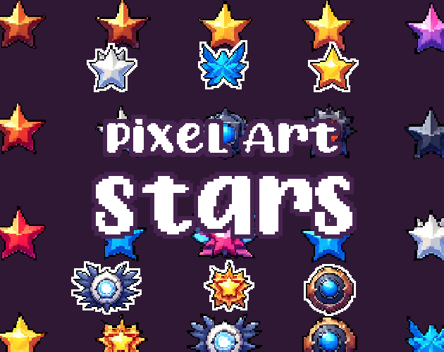 52+ Stars - Pixelart - Icons -  for Pixel Art Games & Pixel Art Projects.