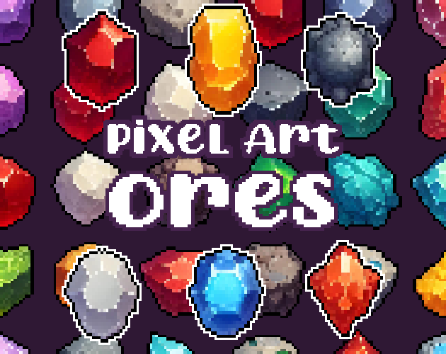 56+ Ores - Pixelart - Icons -  for Pixel Art Games & Pixel Art Projects.
