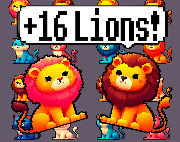 Pixel art Sprites! - Lions! #1 - Items/Objets/Icons/Tilsets