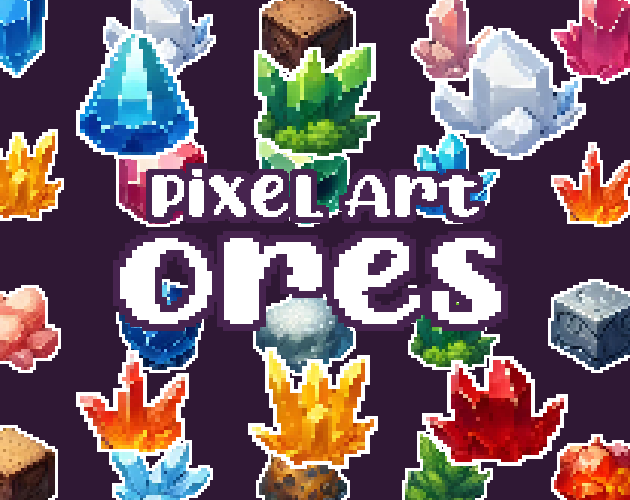 49+ Ores - Pixelart - Icons -  for Pixel Art Games & Pixel Art Projects.