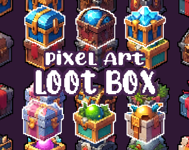36+ Loot Boxes - Pixelart - Icons -  for Pixel Art Games & Pixel Art Projects.
