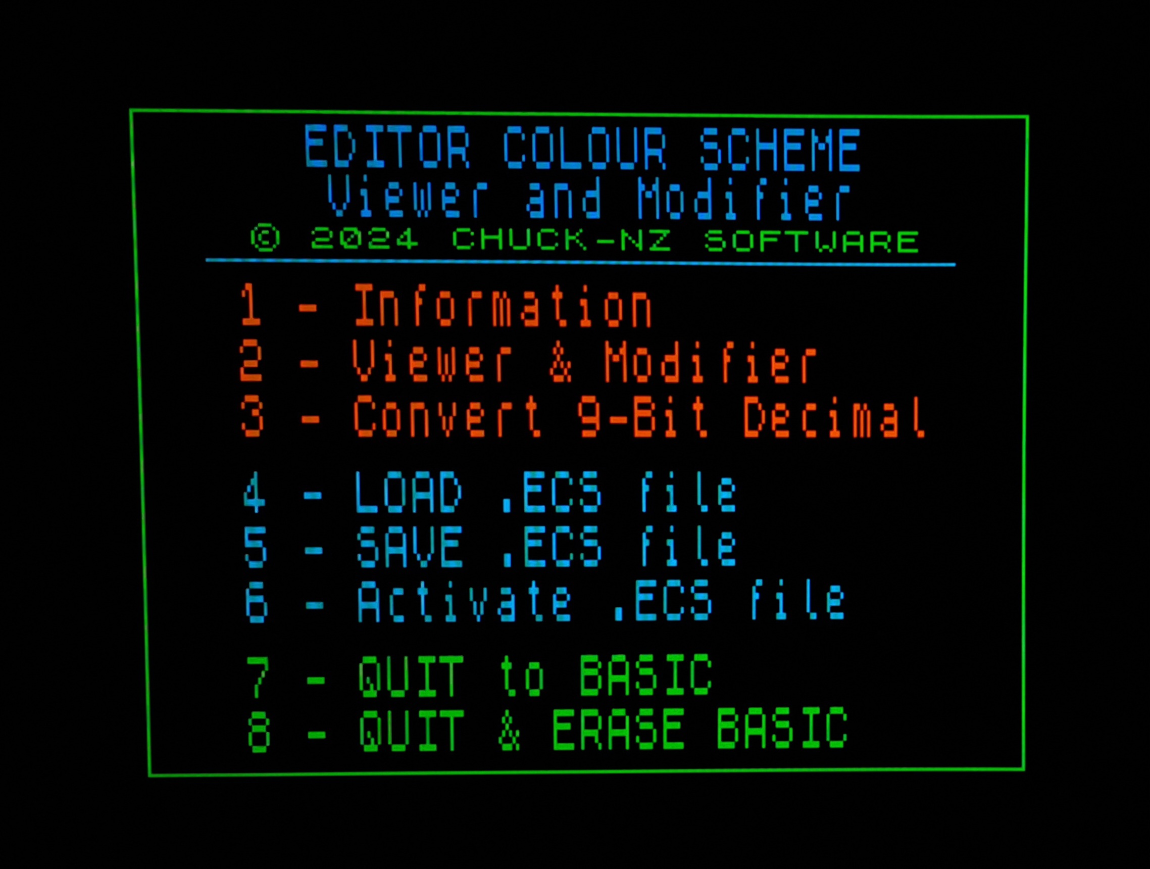 BASIC Editor Colour Scheme - Viewer & Modifier - ZX Spectrum Next