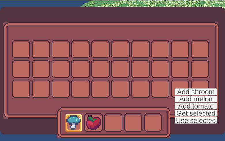 Inventory screenshot with demo buttons -