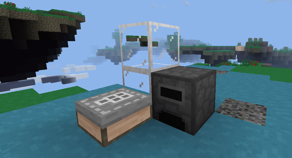 from left to right: fab station, glass, cobble furnace