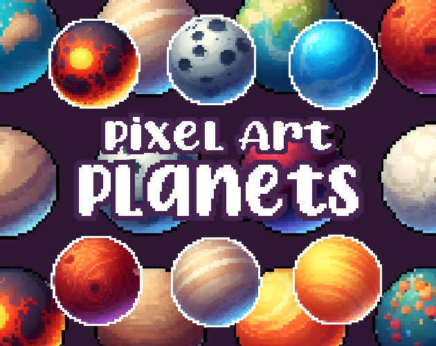 30+ Planets - Pixelart - Icons -  for Pixel Art Games & Pixel Art Projects.