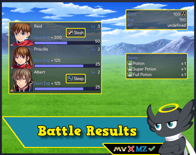 Hakuen Studio Battle Results for RPG Maker MZ