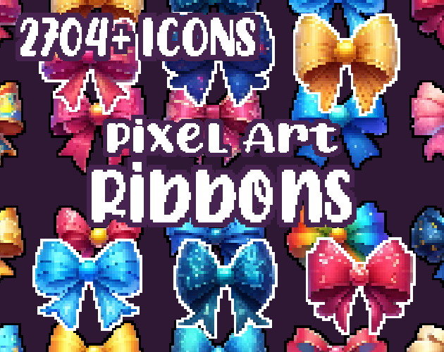 41+ Ribbons - Pixelart - Icons -  for Pixel Art Games & Pixel Art Projects.